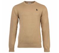 U.S. POLO ASSN. Herren Strickpullover - Rundhals, Logo-Stickerei, Baumwolle Beige L