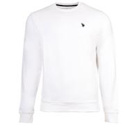 U.S. POLO ASSN. Herren Sweatshirt - Diagonal Fleece Carbon Finish, Rundhals, Baumwolle Weiß 2XL