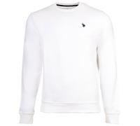 U.S. POLO ASSN. Herren Sweatshirt - Diagonal Fleece Carbon Finish, Rundhals, Baumwolle Weiß / 2XL XXL Weiß