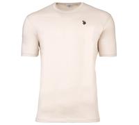 U.S. POLO ASSN. Herren T-Shirt - Rundhals, Logo-Stickerei, Baumwolle Beige S