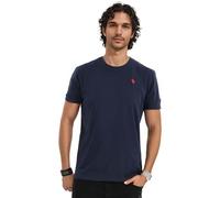 U.S. Polo Assn. Herren T-Shirt (S-3XL) Basic Rundhals Baumwoll-Shirt Kurzarm P012 - Navy-Red Größe L - Gr.L
