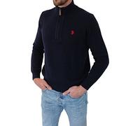 U.S. Polo Assn. Herren Troyer - Pullover mit Stehkragen - Eleganter Langarm Strickpullover - Pulli für Herbst/Winter/Frühling - Für Freizeit Business (L, Navy)