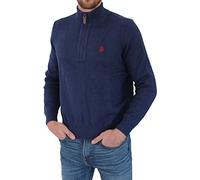 U.S. Polo Assn. Herren Troyer - Pullover mit Stehkragen - Eleganter Langarm Strickpullover - Pulli für Herbst/Winter/Frühling - Für Freizeit Business (L, Jeansblau)