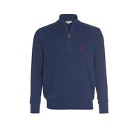 U.S. POLO ASSN. Herren Zip Troyer - Pullover mit Stehkragen - Eleganter Langarm Strickpullover in Jeansblau L