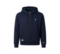U.S. POLO ASSN. Herren Sweatjacke - Diagonal Fleece Carbon Finish, Zip- Jacke, Kapuze, Baumwolle Dunkelblau 2XL