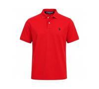 U.S. Polo Assn. Klassisches Poloshirt für Herren, Motorrot/Schwarz, L