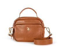U.S. Polo Assn. Leder Handtasche Umhängetasche Arlington Crossbody With Pocket Cognac braun