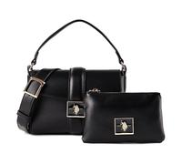 Schultertasche U.S. POLO ASSN. "MARGARET FLAP HANDLE BAG Damen", Damen, Gr. B/H/T: 9cm x 13cm onesize, schwarz, Polyurethan, Taschen Schultertasche, Schultertasche Damen, Abendtasche, Fashion, Lifesty