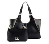 Tragetasche U.S. POLO ASSN. "MARGARET DOUBLE HANDLE BAG Damen", Damen, Gr. B/H/T: 16cm x 25cm onesize, schwarz, Polyurethan, Taschen, Tragetasche Damen, Shopper, Einkaufstasche, Fashion, Lifestyle, Sa