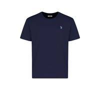 U.S. POLO ASSN. Herren T-Shirt - Rundhals, Logo-Stickerei, Baumwolle Mittelblau L