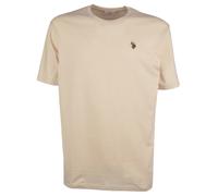 U.S. POLO ASSN. Herren T-Shirt - Rundhals, Logo-Stickerei, Baumwolle Beige M