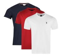 U.S. Polo Assn. T-Shirt für Herren, Rundhalsausschnitt, kleines Pony, Klassisches Marineblau/Weiß/Motorrot, L
