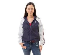 U.S. Polo Assn. Windbreaker mit Kapuze und Raglanärmeln für Damen, mit Paspelierung, Poly-Mesh-Futter, Nachtblau, L