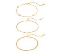 U.Seizeyes S925 Sterling Silber Schmuck-Set für Damen, 18 Karat vergoldet, 3 Paar Ohrstecker/Armbänder, Statement-Schmuck für Mädchen, 6.5+2 in, 18 Karat vergoldet, Kein edelstein