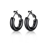 U7 20mm Creolen Ohrringe für Frauen Mädchen Edelstahl 5mm dicke Hoop Ohrringe schwarz Kreis Kreolen trendiger Ohr Schmuck Earrings