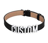 U7 Damen Choker 19mm Breit Schwarz Leder Collier Kette Punk Halsband mit Buchstaben/Zahlen/Zeichen Charms Halskette personalisiert Name Lederhalsband Modeschmuck für Oktoberfest Valentinstag