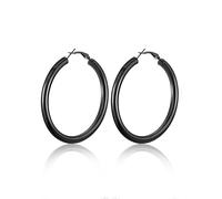 U7 Damen Creolen Ohrringe 5mm dicke Kreis Kreolen Schwarz 60mm Hoop Ohrringe Hoop Earrings Ohr Schmuck Accessoire für Party tägliches Tragen