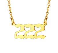 U7 Engelnummern Schlüsselbeinkette für Mädchen Frauen 18k vergoldet Engelszahlen 222 Anhänger Rolo Kette Angel Number Pendant Necklace Numerologie Minimalist Modeschmuck Accessoire für Geburtstag
