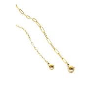 U7 Gliederkette Damen Edelstahlkette Büroklammer Halskette 3,4MM breit Layering Kette ohne Anhänger Mädchen Kette in Gold, 50cm