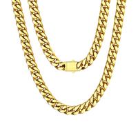 U7 Gold Kette Herren Miami Panzerkette für Männer Halskette Edelstahl Ketten Herren Schicke Gliederkette Gold Miami Kubanisch Kette 7mm Metallkette Halsreif Halsschmuck Schmuck für Sohn