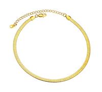 U7 Goldene Kette für Damen Schlangenkette Gold Flache Halskette Kette ohne Anhänger Choker 5mm Breit Flache Snake Kette Gold Collier Schlange Kette Schlicht Halsschmuck Halsreif Modeschmuck für Oma