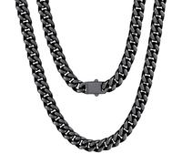 U7 Herren Halskette Edelstahl Kette Männer Schicke Panzerkette Miami Kubanisch Ketten 7mm Breit Halsreif Gliederkette Männer Halskette Hip Hop Rapper Metallkette Halsschmuck Modeschmuck für Jungen