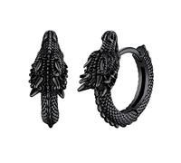 U7 Jungen Mädchen Drachen Creolen Huggie Kreolen Piercing Ohr Ohrstecker Edelstahl Ohrringe Ohrschmuck Lünette Coole Gotik Vintage Schmuck Accessoire für Vater Damen Männer Schwarz