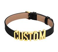 U7 Punk Schwarz Choker 19mm Leder Collier Personalisiert Name Halskette mit 18k vergoldet Buchstaben/Zahlen/Zeichen Charms Damen Kinky Outfit Lederhalsband Gotik Modeschmuck für Jahrestag Mutter