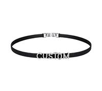 U7 Schwarz Leder Collier Damen Choker Kette Halsband Personalisiert Name mit Buchstaben/Zahlen/Zeichen Charms AA Zirkonia eingelegt Halskette Punk Modeschmuck für Geburtstag Valentinstag Jahrestag