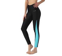 Ubestyle Damen-Badehose mit LSF 50+, hohe Taille, Schwimm-Leggings, Rashguard-Hose, Sonnenschutz, Schwarz/Blau, XX-Large