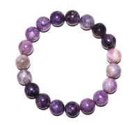 UBJSFASASND Lepidolith-Kristall-Armband für Damen und Herren, 10 mm, natürlicher, verstellbarer Lithium-Violett-Kristallschmuck, Angstabbau und Stress, emotionales Gleichgewicht, passend für