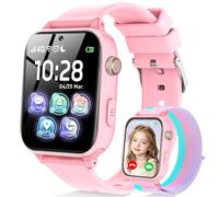 Ucani 4G Smartwatch Kinder mit GPS und Telefon, Armbanduhr Junge Mädchen mit Video/Telefonanruf, SOS Notruf, Wecker, Schulmodus, Schrittzähler, Puzzlespiel, Kinderuhr für Geschenke 4-12 Jahren, Rosa