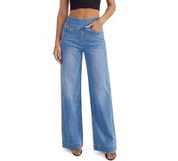 UCOOLYN Baggy Jeans Damen,Pull On Wide Leg Jeans Weites Bein Mit Gummizug