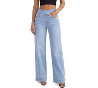 UCOOLYN Baggy Jeans Damen,Pull On Wide Leg Jeans Weites Bein Mit Gummizug