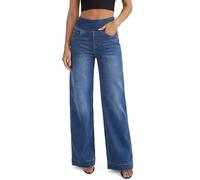 UCOOLYN Baggy Jeans Damen,Pull On Wide Leg Jeans Weites Bein Mit Gummizug