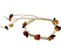 UDIG Edelstein Bernstein Armband Shambala mit Flechtband Textil, Farbe wählbar, schwarz weiß braun grün, Edelsteinarmband Bernsteinarmband (Weiß)