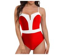 UDYSNGWMC Bikini Badeanzug Damen Badeanzug Frauen Split Bikini Frauen Sexy Sling Rückenfrei Badeanzug Sport XL Rot