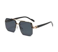 UDYSNGWMC Sonnenbrille Herren Oversize Retro Polygon Quadrat Metall Männer Sonnenbrille Mode Farbverlauf Schattierungen Trendige Frauen Sonnenbrille Goldgrau