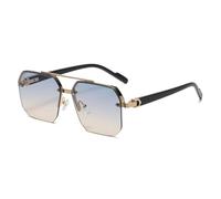 UDYSNGWMC Sonnenbrille Herren Oversize Retro Polygon Quadrat Metall Männer Sonnenbrille Mode Farbverlauf Farbtöne Trending Frauen Sonnenbrille Blaugradientgelb
