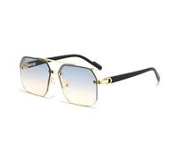UDYSNGWMC Sonnenbrille Herren Oversize Retro Polygon Quadrat Metall Männer Sonnenbrille Mode Farbverlauf Farbtöne Trending Frauen Sonnenbrille Blaugradientgelb
