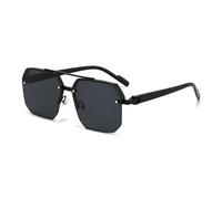 UDYSNGWMC Sonnenbrille Herren Oversize Retro Polygon Quadrat Metall Männer Sonnenbrille Mode Farbverlauf Schattierungen Trending Frauen Sonnenbrille Schwarz
