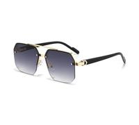 UDYSNGWMC Sonnenbrille Herren Oversize Retro Polygon Quadrat Metall Männer Sonnenbrille Mode Farbverlauf Schattierungen Trendige Frauen Sonnenbrille Goldgrau