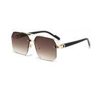 UDYSNGWMC Sonnenbrille Herren Oversize Retro Polygon Quadrat Metall Männer Sonnenbrille Mode Farbverlauf Schattierungen Trendige Frauen Sonnenbrille Braun