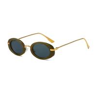 UDYSNGWMC Sonnenbrille Herren Trendige Retro Metall Runde Schattierungen Frauen Stilvolle Sonnenbrille Mehrfarbig Urlaub Strand Sonnenbrille Grüngrau