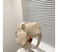 UDYSNGWMC Strohtaschen Strandtasche Frauen Handgemachte Stroh Gewebte Umhängetasche Kleine Umhängetasche Geldbörse Damen Einfache Handtasche Reise Strandtasche 20X7X14Cm Beige