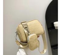 UDYSNGWMC Strohtaschen Strandtasche Frauen Handgemachte Stroh Gewebte Umhängetasche Kleine Umhängetasche Geldbörse Damen Einfache Handtasche Reise Strandtasche 20X7X14Cm Khaki