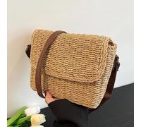 UDYSNGWMC Strohtaschen Strandtasche Rattan Frauen Umhängetaschen Kleine Handtaschen Lady Wicker Gewebte Umhängetasche Strand Stroh Messenger Geldbörsen Einheitsgröße 1220-Khaki