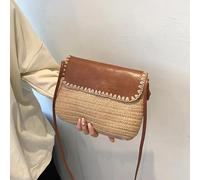 UDYSNGWMC Strohtaschen Strandtasche Rattan Frauen Umhängetaschen Kleine Handtaschen Lady Wicker Woven Crossbody Tasche Strand Stroh Messenger Geldbörsen Einheitsgröße 852-Khaki