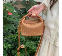 UDYSNGWMC Strohtaschen Strandtasche Retro Stroh Umhängetasche Für Frauen Bohemian Kleine Strickgeldbörse Und Handtasche Urlaubliche Eimer Strandtaschen Braun