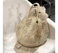 UDYSNGWMC Strohtaschen Strandtasche Strandtasche Runde Strohtaschen Für Frauen Rattan Umhängetasche Reise Handgemachte Gewebte Große Kapazität Handtasche Weibliche Shopper Tote 40X10X43Cm Beige